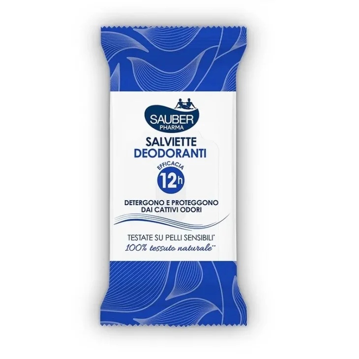 Sauber Salviette Deodoranti Protezione 12 ore per Pelli Sensibili 10 salviette monouso