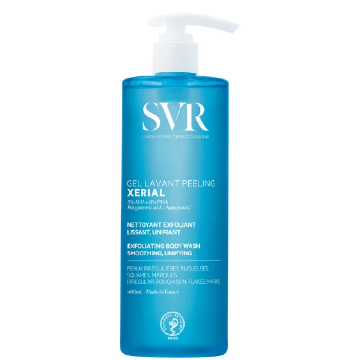 SVR Xerial Gel Lavant Peeling Detergente Esfoliante Corpo per Pelle Ruvida e Cheratosi 400 ml