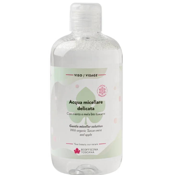 Biofficina Toscana Acqua Micellare Delicata Struccante con Estratti Bio di Mela e Menta e Acqua di Fiordaliso Lenitiva 300 ml