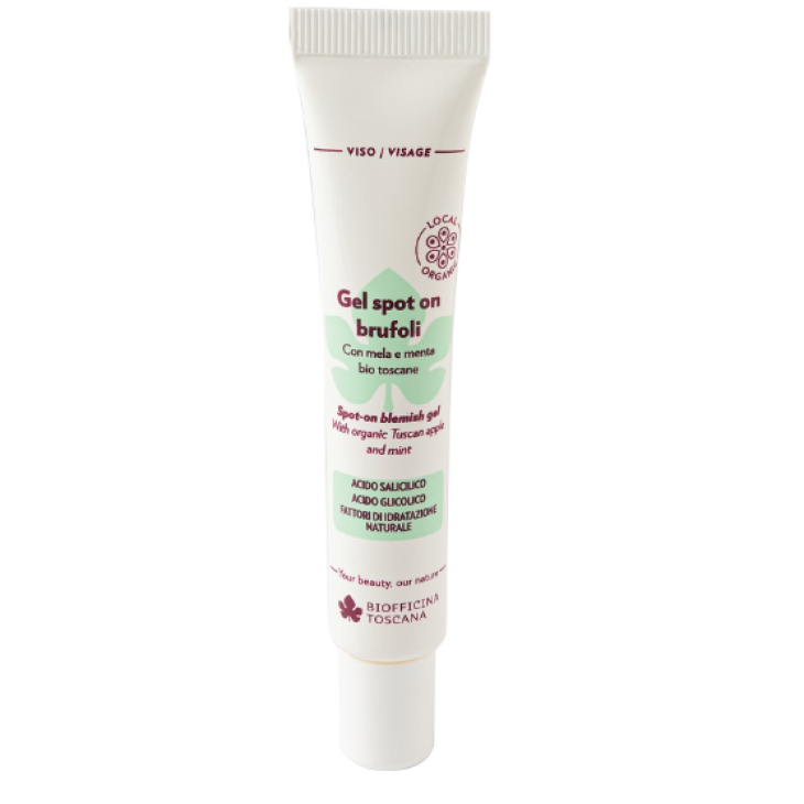 Biofficina Toscana Gel Spot On Brufoli Trattamento Localizzato con Acido Salicilico ed Estratti Bio di Mela e Menta 15 ml
