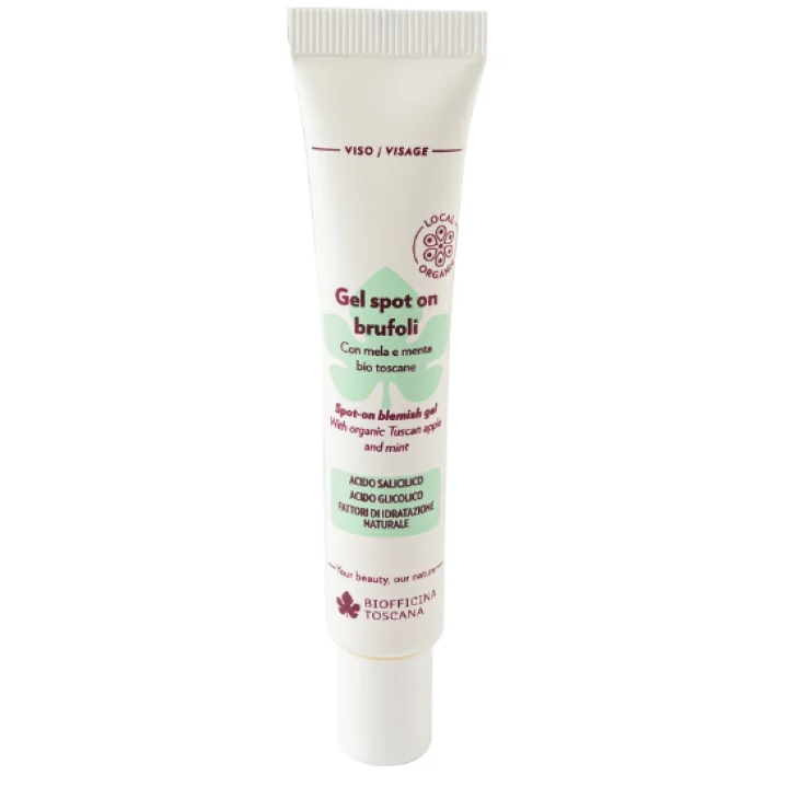 Biofficina Toscana Gel Spot On Brufoli Trattamento Localizzato con Acido Salicilico ed Estratti Bio di Mela e Menta 15 ml
