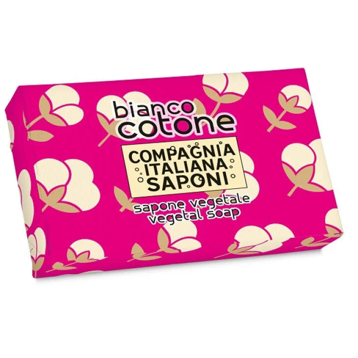 Compagnia Italiana Saponi Sapone Vegetale Bianco Cotone per Detersione Delicata 80 g