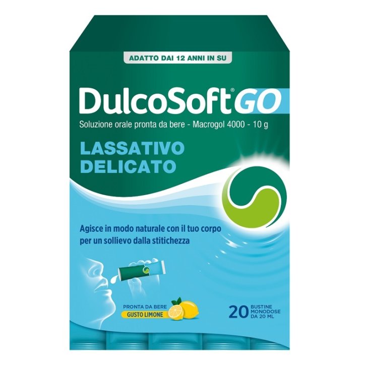 Dulcosoft Go Lassativo Delicato per Stitichezza Gusto Limone 20 Bustine da 20 ml