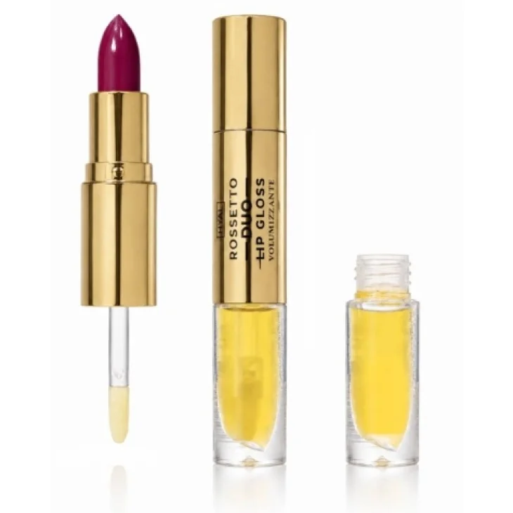 Hyal Duo Rossetto Lip Gloss Viola Shine Stick Duo Rossetto e Lip Gloss Volumizzante 1 Pezzo