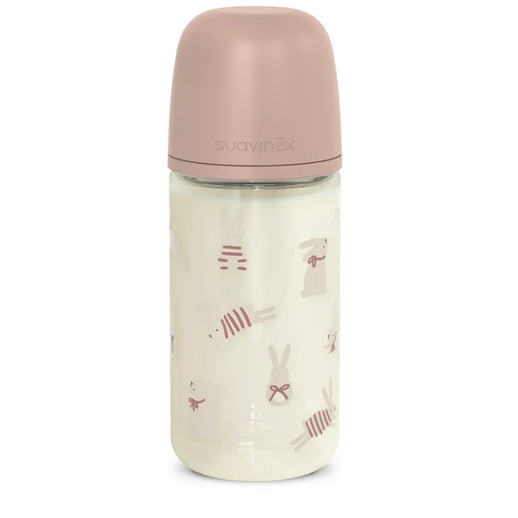 Suavinex Wonderland Biberon di Vetro Coniglio Rosa da 240 ml 1 pezzo Suavinex Wonderland Biberon di Vetro Coniglio Rosa da 240 ml 1 pezzo