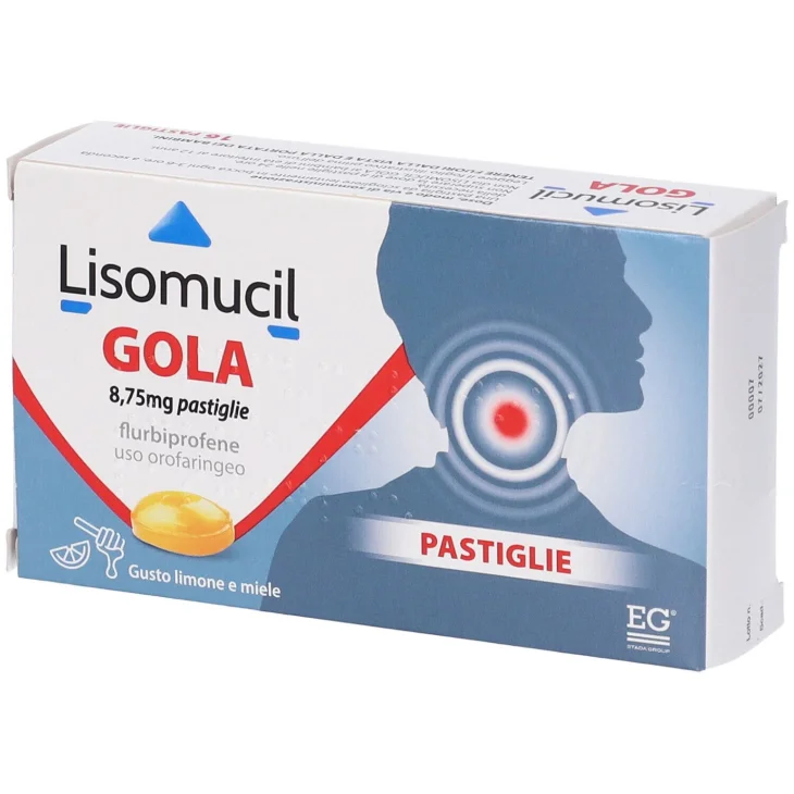 Lisomucil Gola 8,75 mg Gusto limone e miele 16 pastiglie Lisomucil Gola 8,75 mg Gusto limone e miele 16 pastiglie