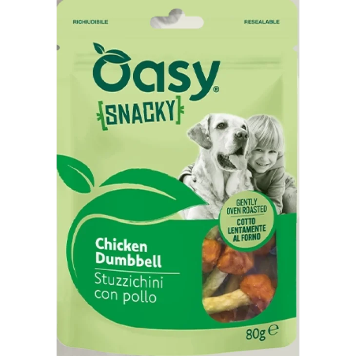 Oasy Snacky Stuzzichini con Pollo Snack Complementare per Cani 80 g