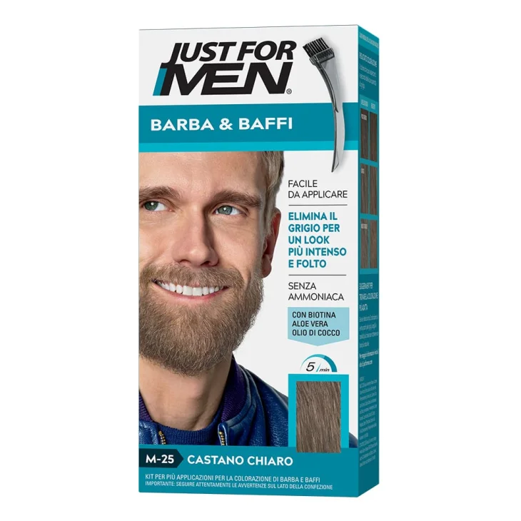 Just for Men Colorante Istantaneo per Barba e Baffi Castano Chiaro M25 1 pezzo
