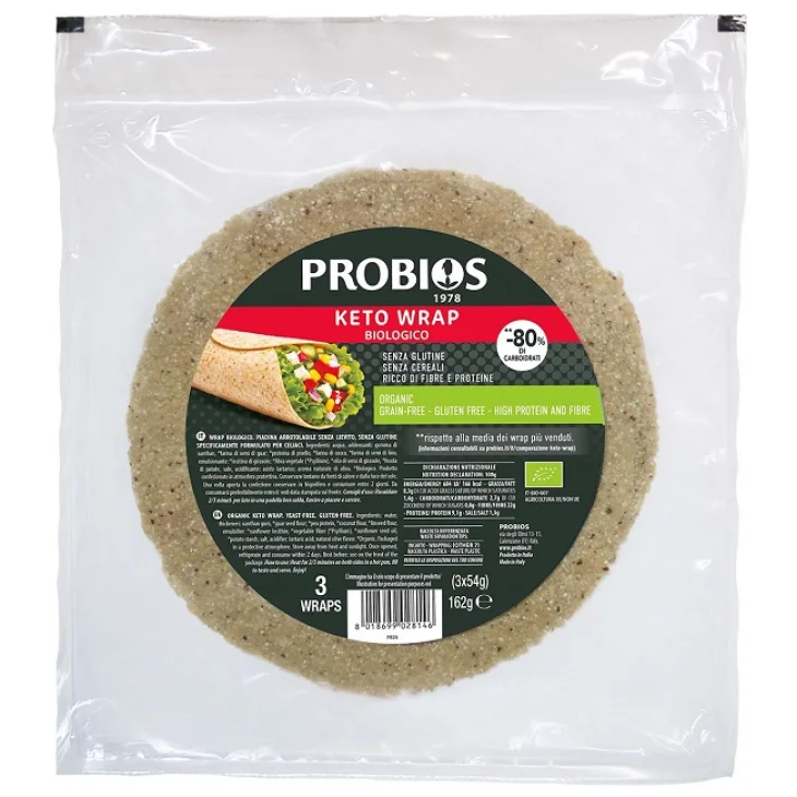Probios Keto Wrap Biologico Senza Glutine 3 Pezzi da 54 g