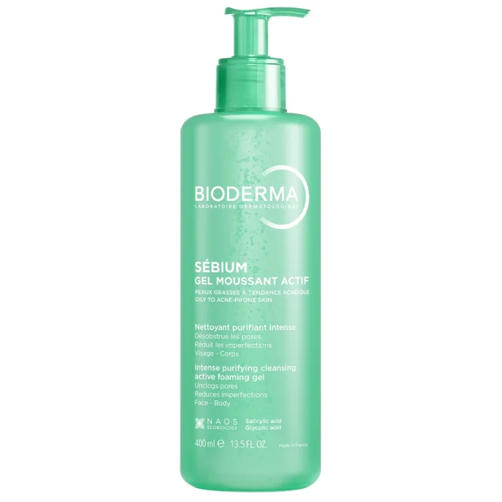 Bioderma S&eacute;bium Gel Moussant Actif Detergente Purificante per Pelle Grassa a Tendenza Acneica 400 ml