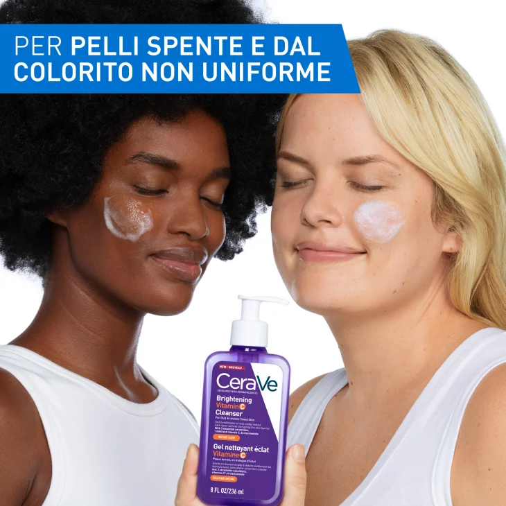 CeraVe Skin Renewing Detergente Illuminante con Vitamina C per pelli spente e dal colorito non uniforme, con Vitamina C stabilizzata e Niacinamide - 236 ml