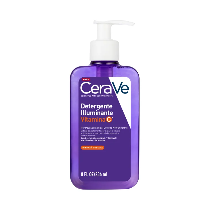 CeraVe Skin Renewing Detergente Illuminante con Vitamina C per pelli spente e dal colorito non uniforme, con Vitamina C stabilizzata e Niacinamide - 236 ml