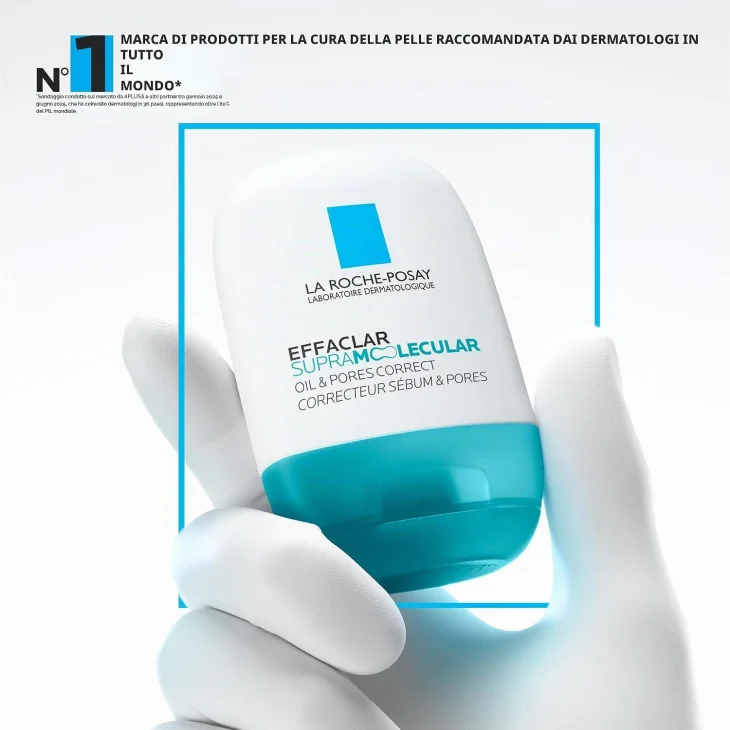 La Roche Posay Effaclar Supermolecular Correttore di sebo e pori, correzione visibile dei pori. Gel idratante fresco e opacizzante, 40ml