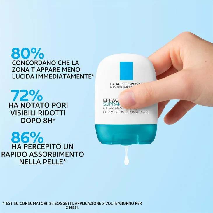 La Roche Posay Effaclar Supermolecular Correttore di sebo e pori, correzione visibile dei pori. Gel idratante fresco e opacizzante, 40ml