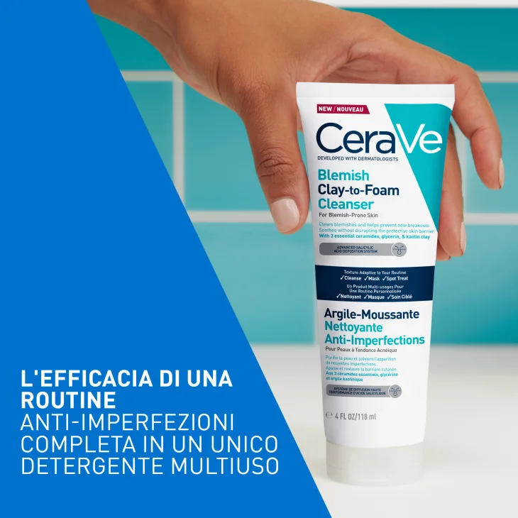 CeraVe Maschera Detergente Controllo Imperfezioni, per pelle a tendenza acneica, con 3 ceramidi essenziali, acido salicilico, glicerina e caolino 118ml CeraVe Maschera Detergente Controllo Imperfezioni, per pelle a tendenza acneica, con 3 ceramidi essenziali, acido salicilico, glicerina e caolino 118ml
