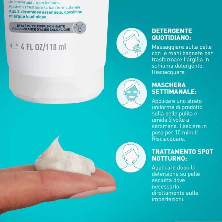 CeraVe Maschera Detergente Controllo Imperfezioni, per pelle a tendenza acneica, con 3 ceramidi essenziali, acido salicilico, glicerina e caolino 118ml CeraVe Maschera Detergente Controllo Imperfezioni, per pelle a tendenza acneica, con 3 ceramidi essenziali, acido salicilico, glicerina e caolino 118ml