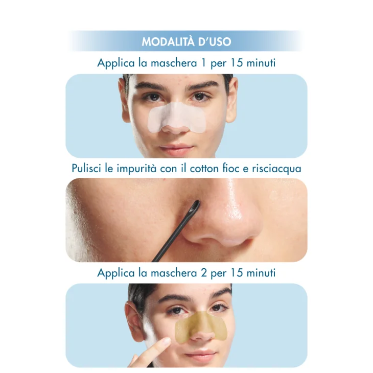 Miamo Acnever Blackhead Clear Duo Nose Mask maschera purificante minimizza pori del naso 5 trattamenti Miamo Acnever Blackhead Clear Duo Nose Mask maschera purificante minimizza pori del naso 5 trattamenti