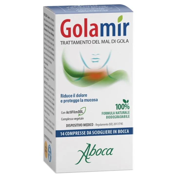 Aboca Golamir Integratore per il Mal di Gola 14 compresse Aboca Golamir Integratore per il Mal di Gola 14 compresse