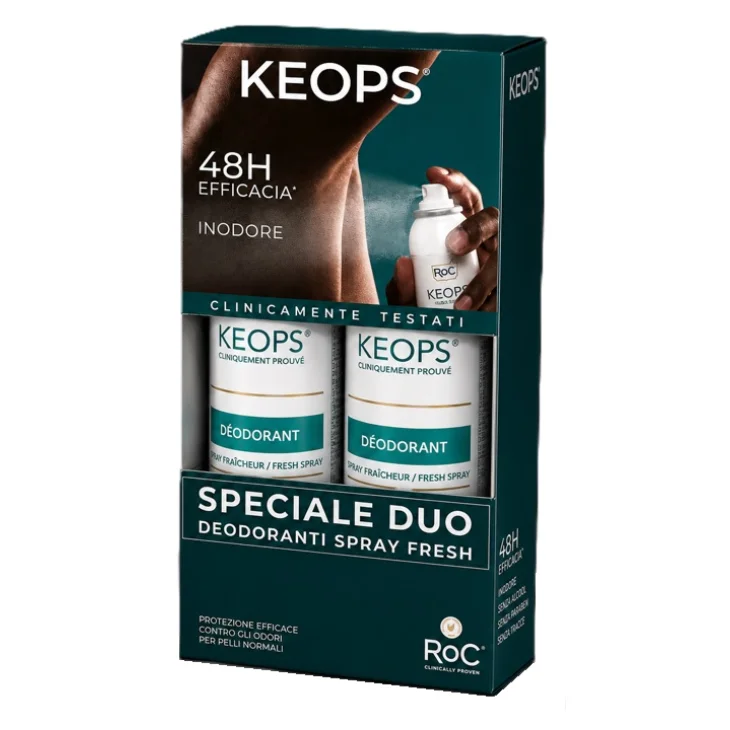 Keops Deodorante Spray Rinfrescante Bipacco 2 x 100 ml
