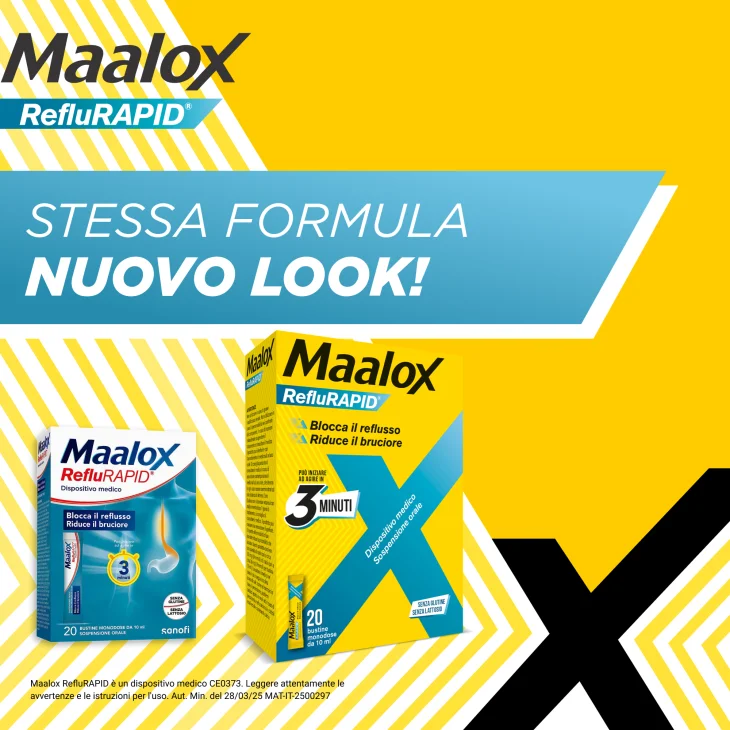 Maalox Reflurapid - Sospensione orale contro il reflusso e il bruciore, 20 bustine da 10 ml