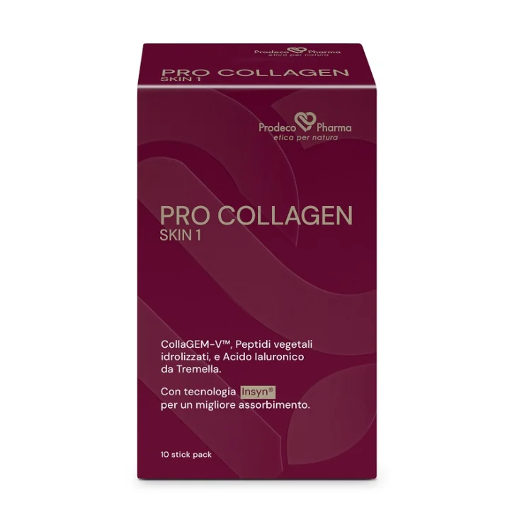 Prodeco Pharma Insyn Pro Collagen Skin Integratore Alimentare per la Pelle con Collagene Vegetale e Acido Ialuronico Gusto Frutti Rossi 10 stick pack