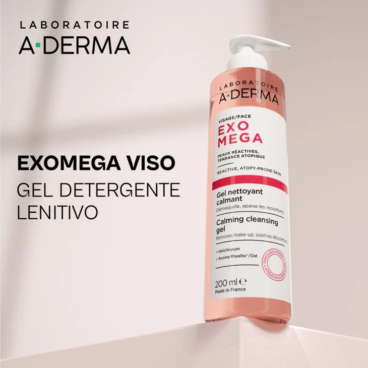 A-Derma Exomega Gel Detergente Lenitivo per Viso e Pelle Secca a Tendenza Atopica 200 ml