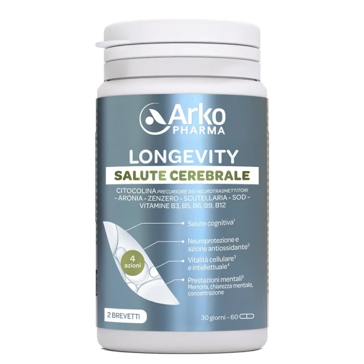 Arkopharma Longevity Salute Cerebrale Integratore per il Benessere Neurologico 60 Capsule