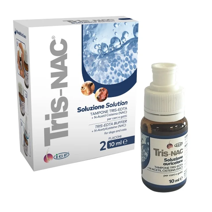 Tris-NAC Soluzione Sterile Otologica per Cani e Gatti con NAC e Tris-EDTA 2 Flaconcini da 10 ml