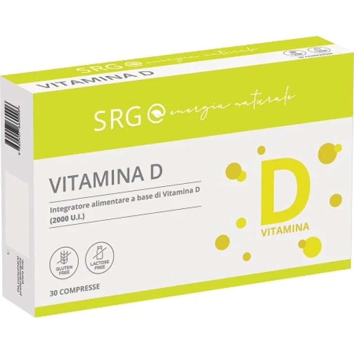 SRG Vitamina D Integratore Alimentare per Sistema Immunitario, Ossa, Denti e Funzione Muscolare 30 Compresse