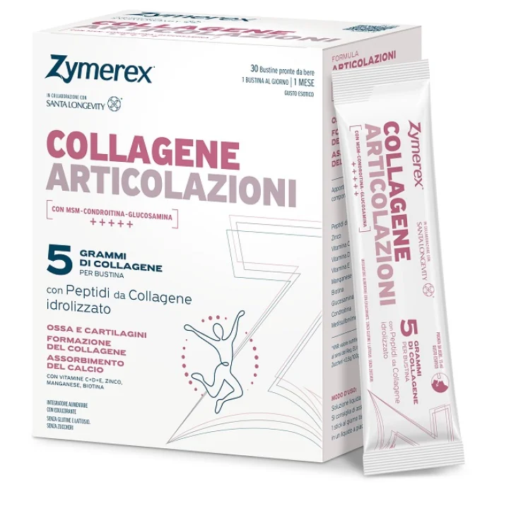 Zymerex Collagene Articolazioni Integratore per Benessere di Ossa e Cartilagini 30 Bustine