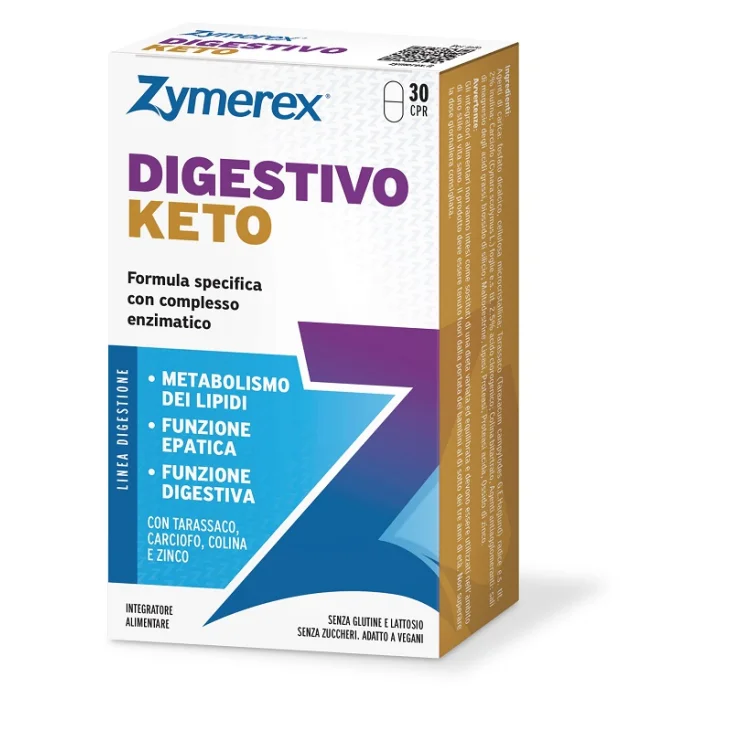 Zymerex Digestivo Keto Formula Specifica con Complesso Enzimatico Integratore per Problemi Digestivi 30 Compresse
