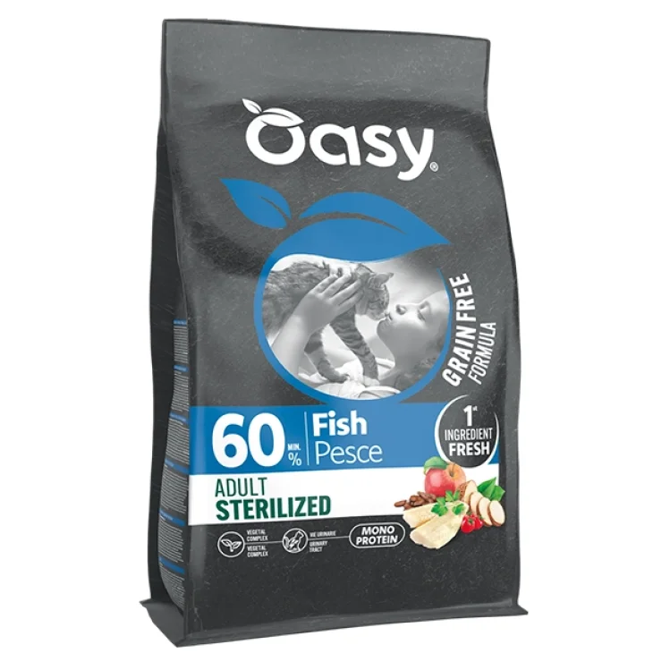 Oasy Cat Formula Adult Grain Free Gusto Pesce Alimento Secco per Gatti Adulti e Sterilizzati 1,5 Kg