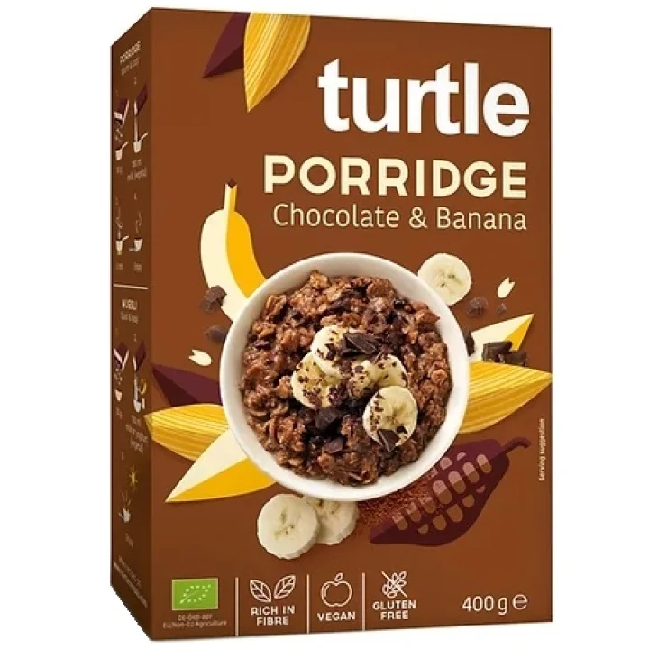 Turtle Porridge Chocolate & Banana Bio con Cioccolato e Banana Senza Glutine 400 g Turtle Porridge Chocolate & Banana Bio con Cioccolato e Banana Senza Glutine 400 g