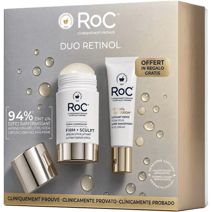Roc Derm Correction Cofanetto Anti Rughe Line Smoothing Stick 30 g + Crema Contorno Occhi 15 ml