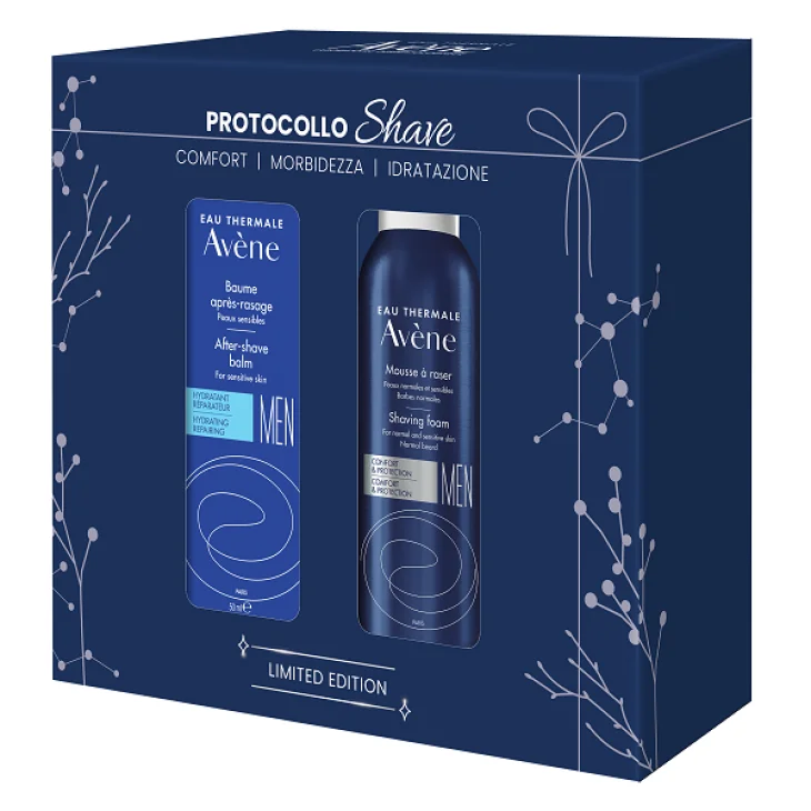 Av&egrave;ne Eau Thermale Men Cofanetto di Bellezza Protocollo Shave Schiuma da Barba 200 ml + Balsamo Dopobarba 50 ml Rasatura Confortevole