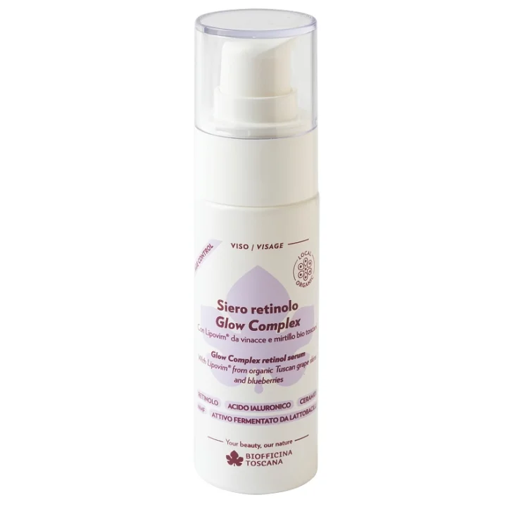 Biofficina Toscana Siero Retinolo Glow Complex per Esaltare la Luminosit&agrave; della Pelle e Minimizzare i Segni del Tempo 30 ml