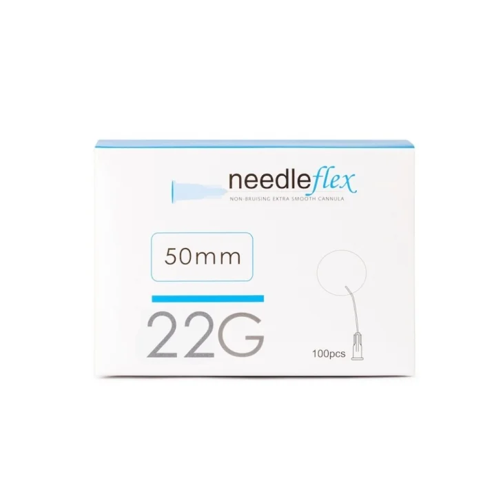 Needleflex 22G 50mm Aghi Cannula Flessibili Professionali con Punta Smussata 100 pezzi