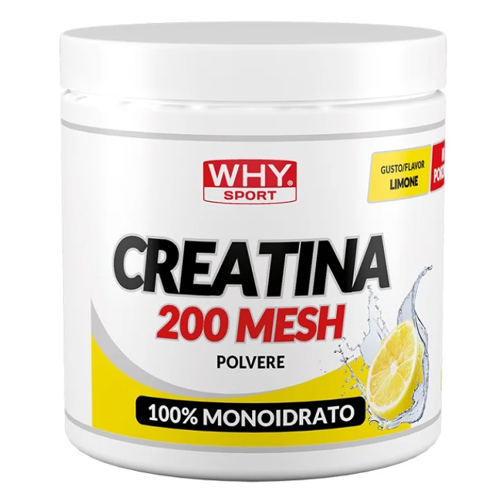 Whysport Creatina 200 Mesh Gusto Limone Polvere Zero Zuccheri Senza Glutine 300 g