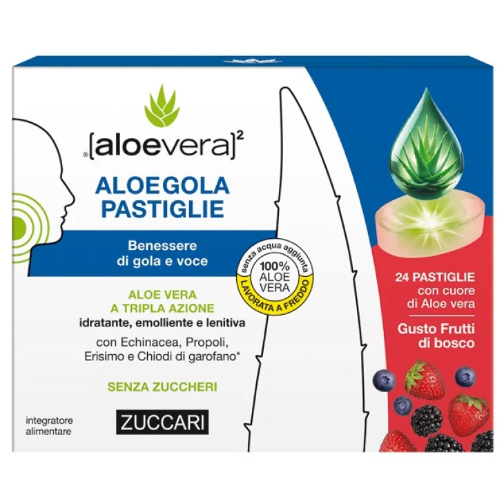 Aloegola Frutti Rossi Integratore per Gola e Voce 20 Pastiglie da 2,5 g