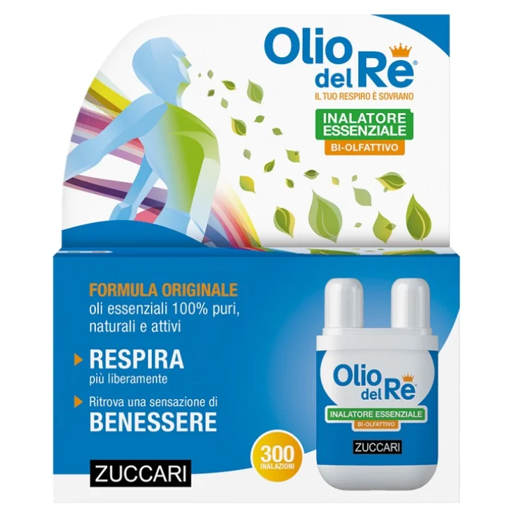 Zuccari Olio del Re Inalatore Essenziale Bi-Olfattivo per il Benessere della Respirazione 2 ml