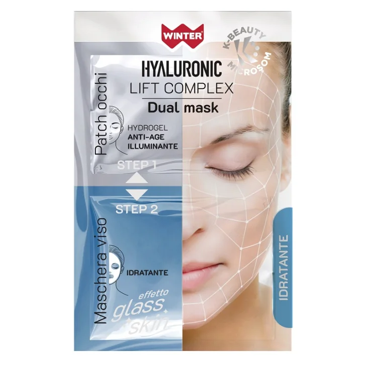 Winter Hyaluronic Lift Complex Dual Mask Idratante Patch Occhi Hydrogel e Maschera Viso Glass Skin