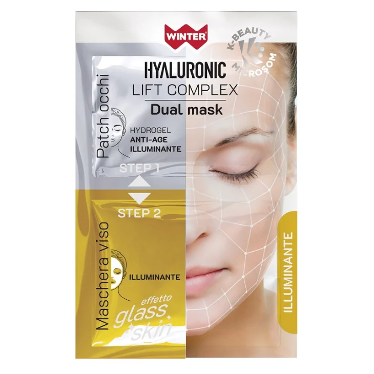 Winter Hyaluronic Lift Complex Dual Mask Illuminante Patch Occhi e Maschera Viso Glass Skin