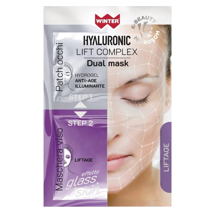Winter Hyaluronic Lift Complex Dual Mask Liftage Patch Occhi Hydrogel e Maschera Viso Glass Skin