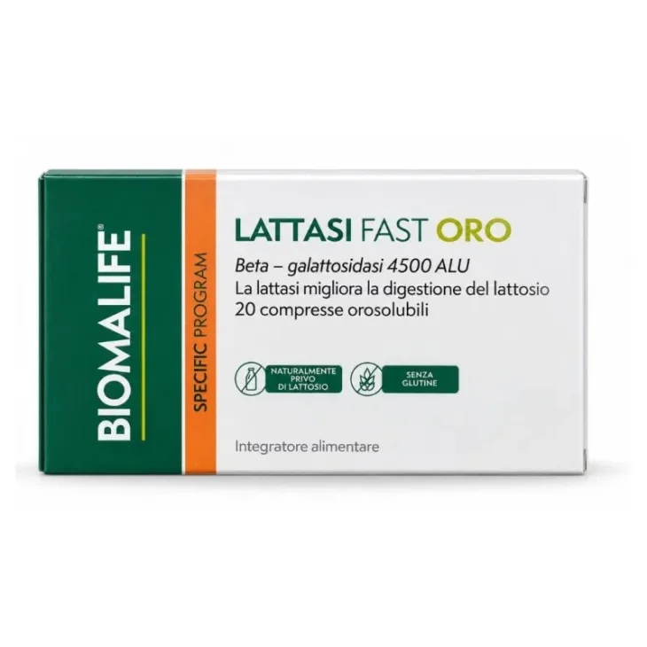 Biomalife Lattasi Fast Oro Pocket Integratore per Intolleranza al Lattosio 20 Compresse Orosolubili