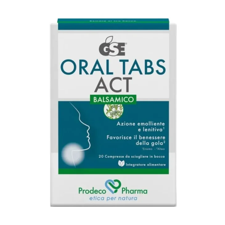 GSE Oral Tabs Act Integratore per il Benessere di Gola e Vie Respiratorie Balsamico 20 Compresse Orosolubili