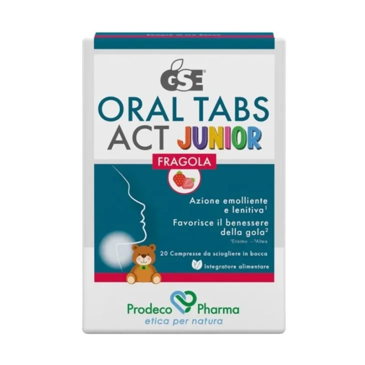 Gse Oral Tabs Act Junior Fragola Integratore per il Benessere della Gola dei Bambini 20 Compresse Orosolubili