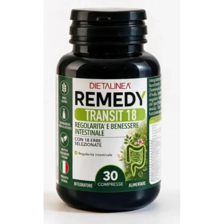 Dietalinea Remedy Transit 18 Integratore per la Regolarit&agrave; Intestinale e il Transito Intestinale 30 Compresse