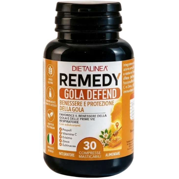 Dietalinea Remedy Gola Defend Integratore Per Il Benessere Della Gola E Delle Prime Vie Respiratorie 30 Compresse Masticabili