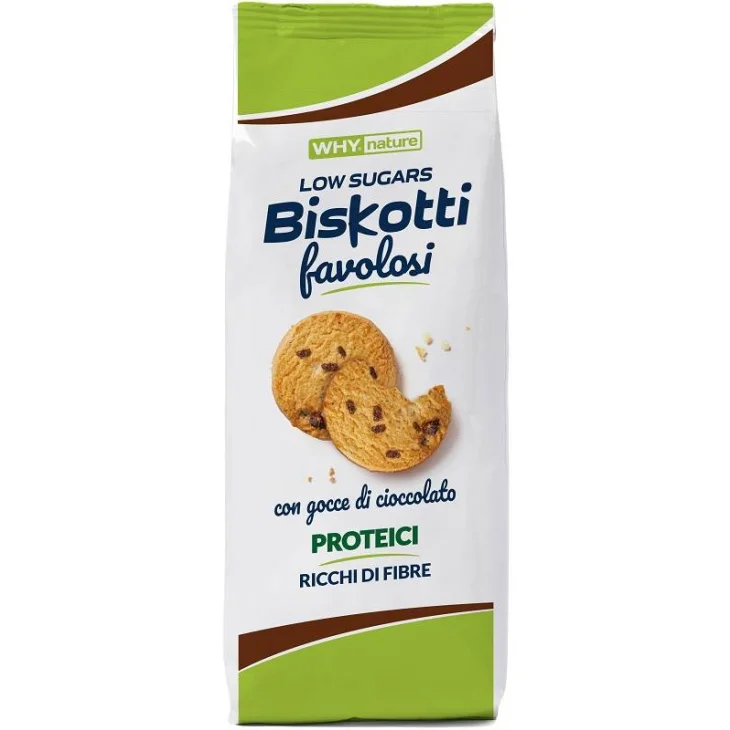 Whynature Biskotti Favolosi Proteici con Gocce di Cioccolato 150 g