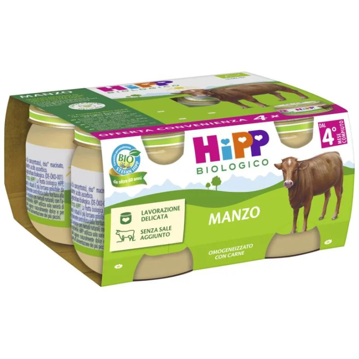 Hipp Bio Omogeneizzato Gusto Manzo 4 pezzi da 80 g